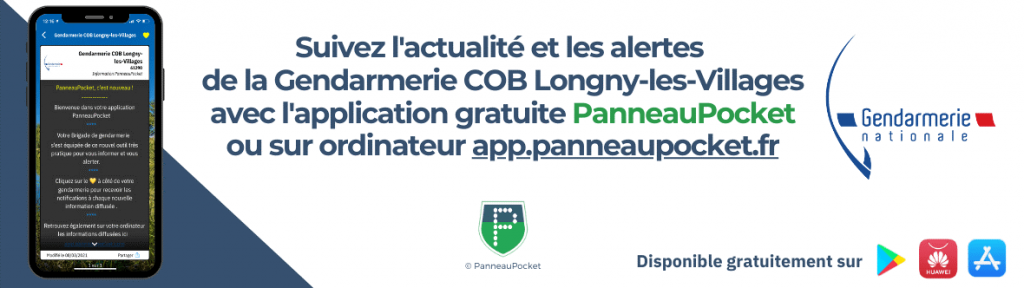 Application panneaupocket de la gendarmerie COB de Longny les Villages