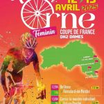 Affiche du Tour de l'Orne feminin montrant une carte du département de l'Orne avec une cycliste.