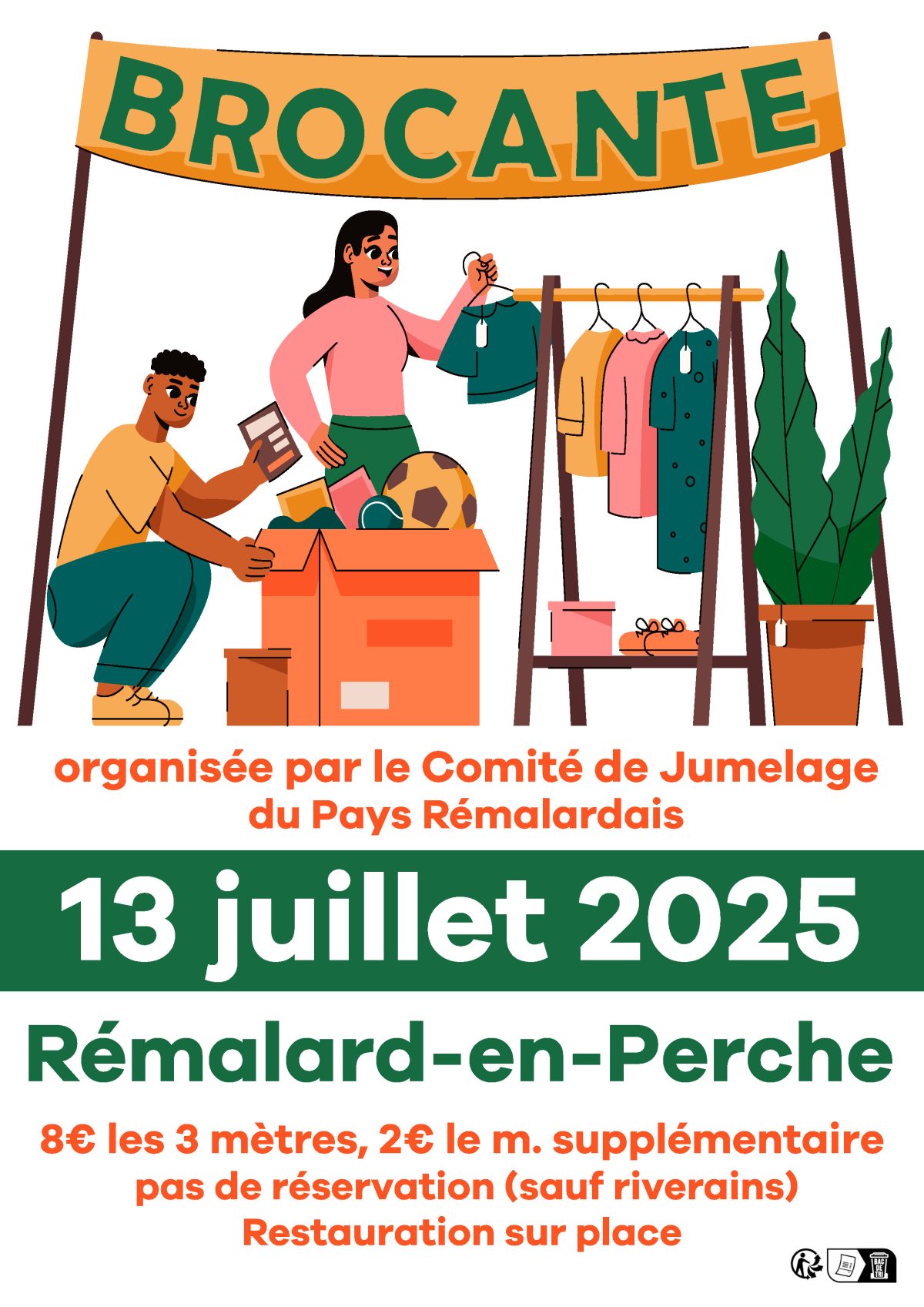 Affiche de la brocante du 13 juillet à Rémalard