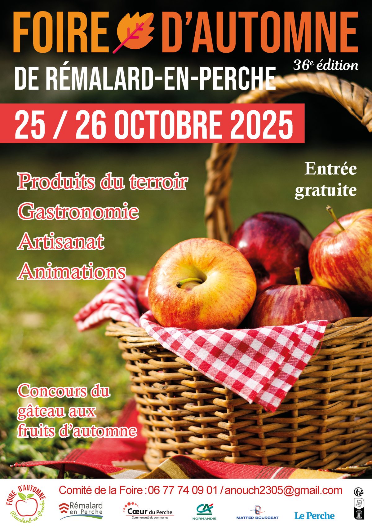 Affiche de la Foire d'automne 2025 montrant un panier de pommes