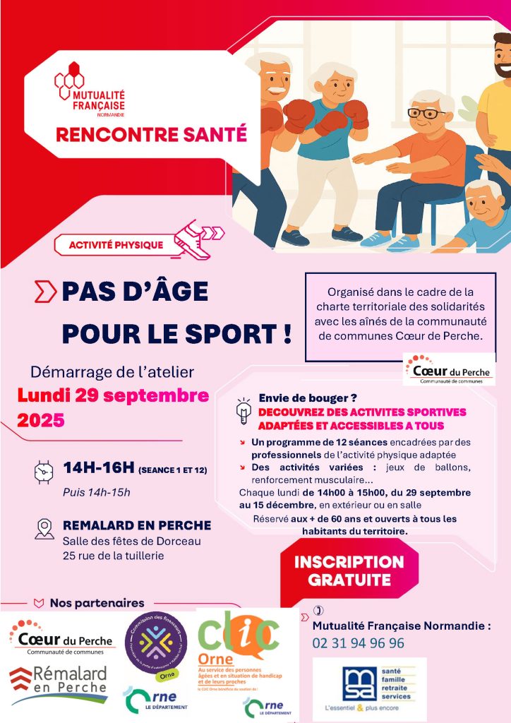 Affiche de l'atelier pas d'âge pour le sport reprenant les informations données dans la page web