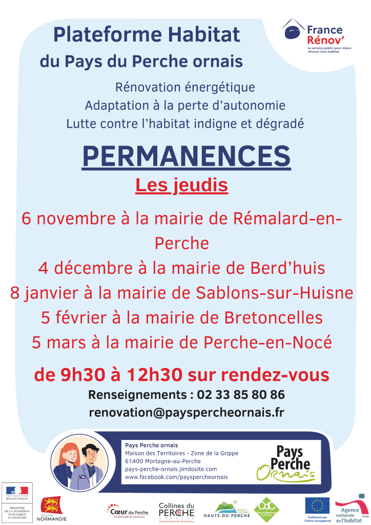 Affiche des permanences de la plateforme habitat