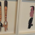 Oeuvres de Gilbert Legrand présentées dans l'exposition montrant des objets détournés en personnages.