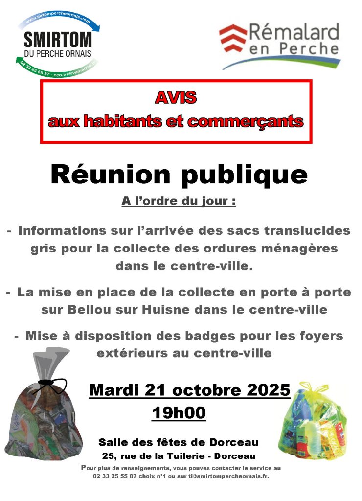 Affiche du SMIRTOM annonçant la réunion du 21 octobre 19 heures