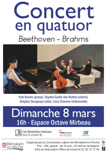 Affiche du concert en quatuor montrant les musiciennes