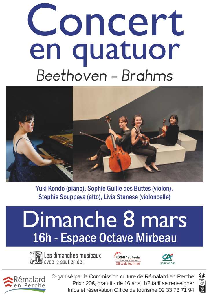 Affiche du concert en quatuor montrant les musiciennes