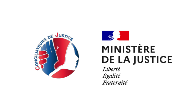 Logos du conciliateur de justice et du ministère de la justice