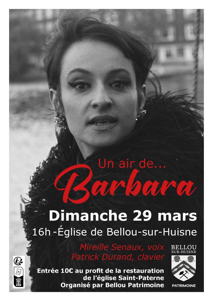 Affiche du concert Un air de Barbara montrant un portrait de la chanteuse en noir et blanc.