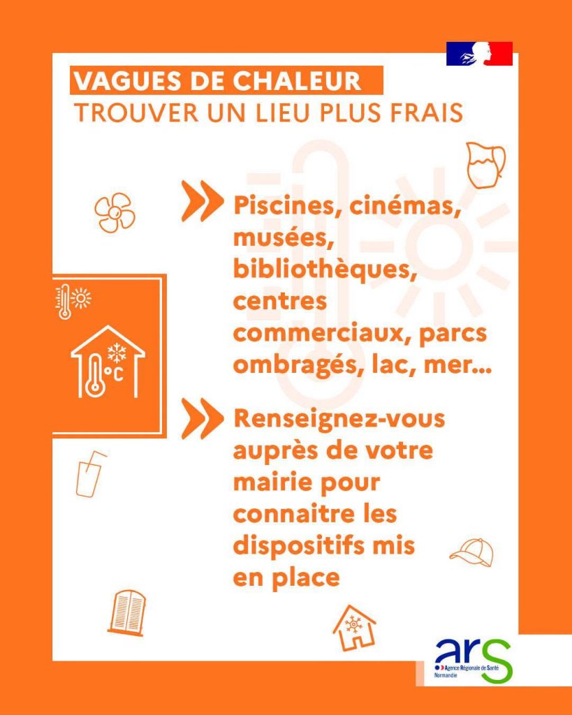 Affiche de l'ARS indiquant les lieux rafraîchis