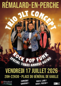 Affiche montrant les musiciens du trio JLT