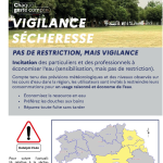 Affichage de vigilance sécheresse incitant à économiser l'eau.