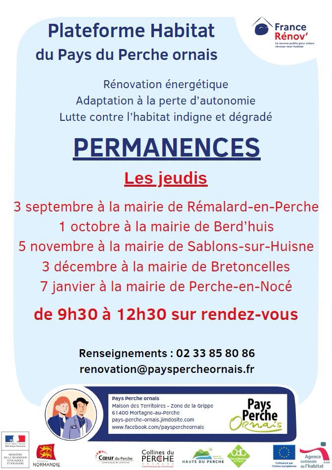 Flyer de la plateforme habitat avec les dates des permanences