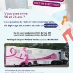 Affiche du Mammobile montrant le camion où l'on peut passer une mammographie.