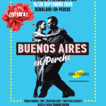 Affiche du festival Buenos Aires en Perche montrant un dessin d'un couple en train de danser