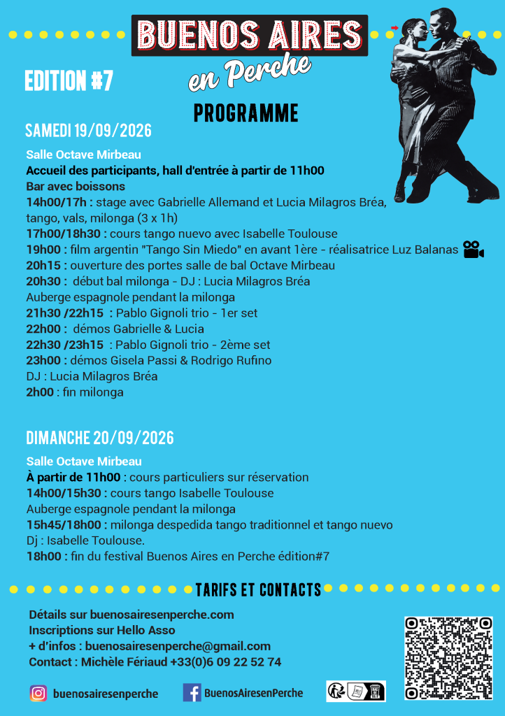 Flyer du festival Buenos Aires en Perche avec le programme