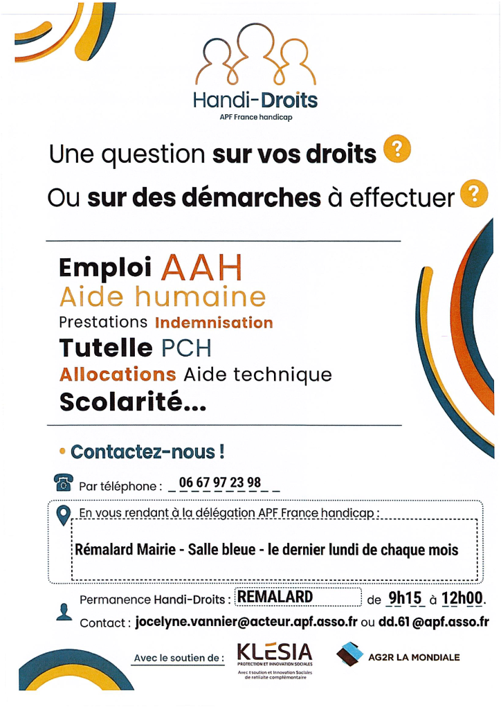 Flyer Handi Droits reprenant les informations données dans la page.